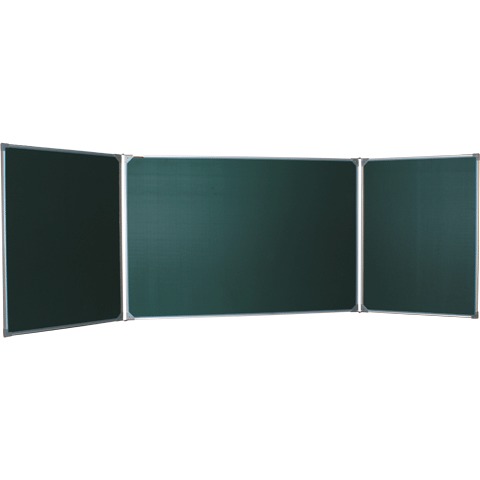 Доска для мела магнитная 3-х элементная, 100×170/340 см, 5 рабочих поверхностей, зеленая, BOARDSYS, ТЭ-340М
