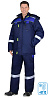 Костюм СИРИУС-БОСТОН-РОСС зимний, куртка длинная, п/к, синий с васильковым, чёрной отделкой и СОП