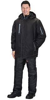 Куртка "АЛЕКС" : зимняя, мужская, цв. черный с голубой отд.
