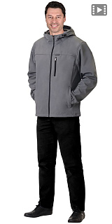 Куртка "Азов" с капюшоном серый софтшелл пл 350 г/кв.м