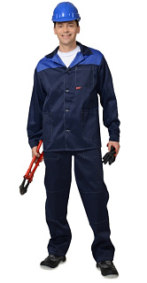 Костюм "АСПЕКТ" :  куртка длин.,  брюки темно-синий с васильковым