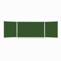 Доска для мела магнитная 3-х элементная 100×150/300 см, 5 рабочих поверхностей, зеленая, BRAUBERG, 231707