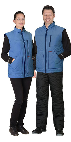 Жилет "ЕВРОПА" удлиненный (на подкладке флис) темно-голубой